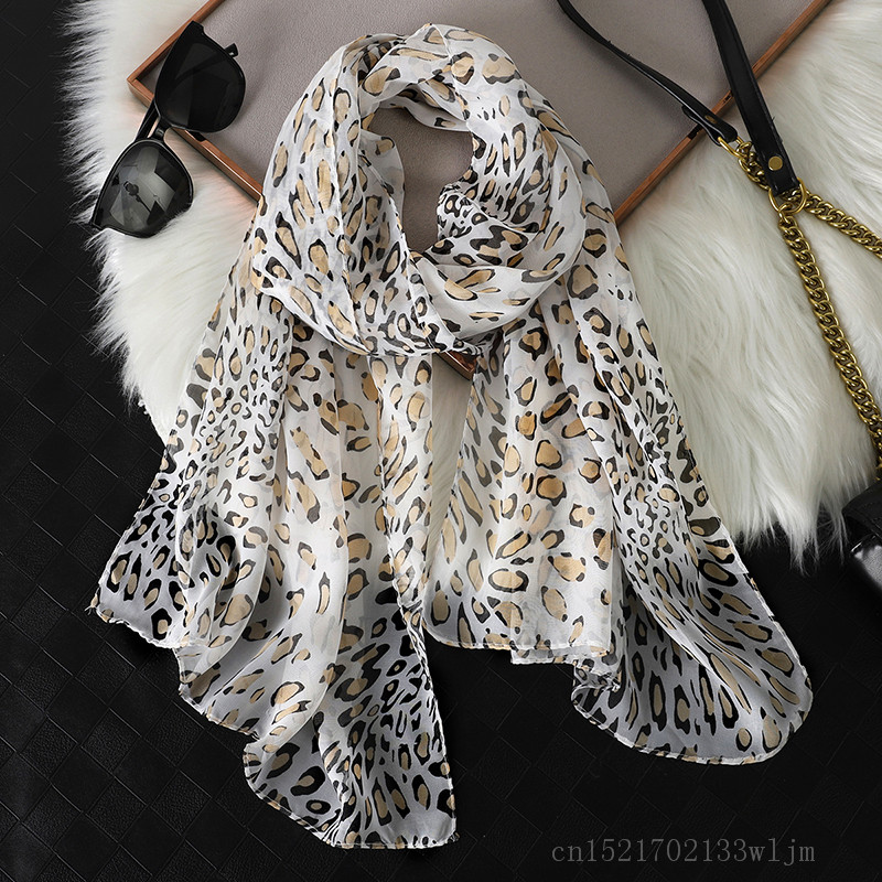Face Scarf Mask - 2024 Mode Bedrukt Luipaard Chiffon Hijab