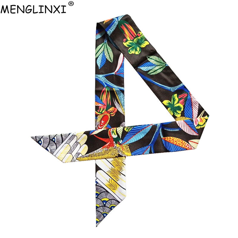 Ascot Neck Scarf - Luxe Merk Hummingbird Print Skinny Zijden